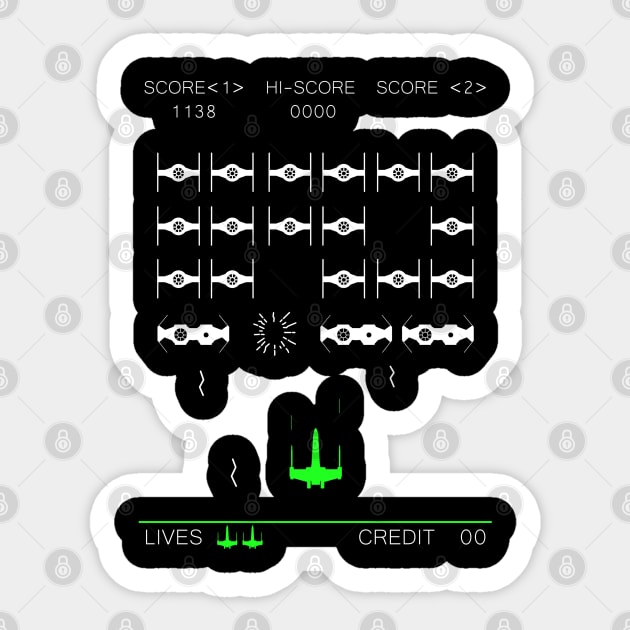 Space Invaders Mashup - Retro Shirt Sticker by HelloGreedo